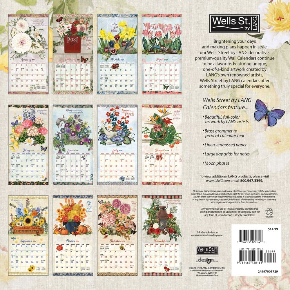 Botanical Gardens 2024 Wall Calendar