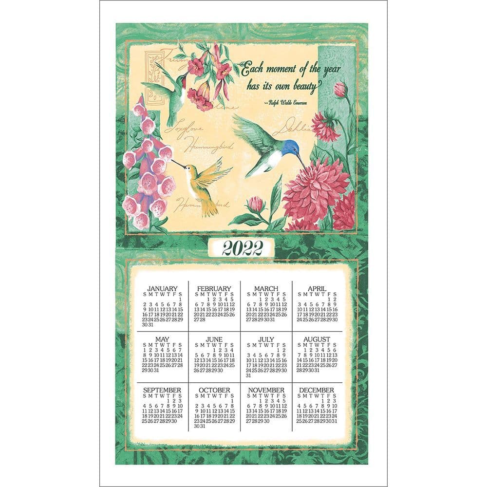 Wings and Blossoms 2022 Kitchen Towel Calendar