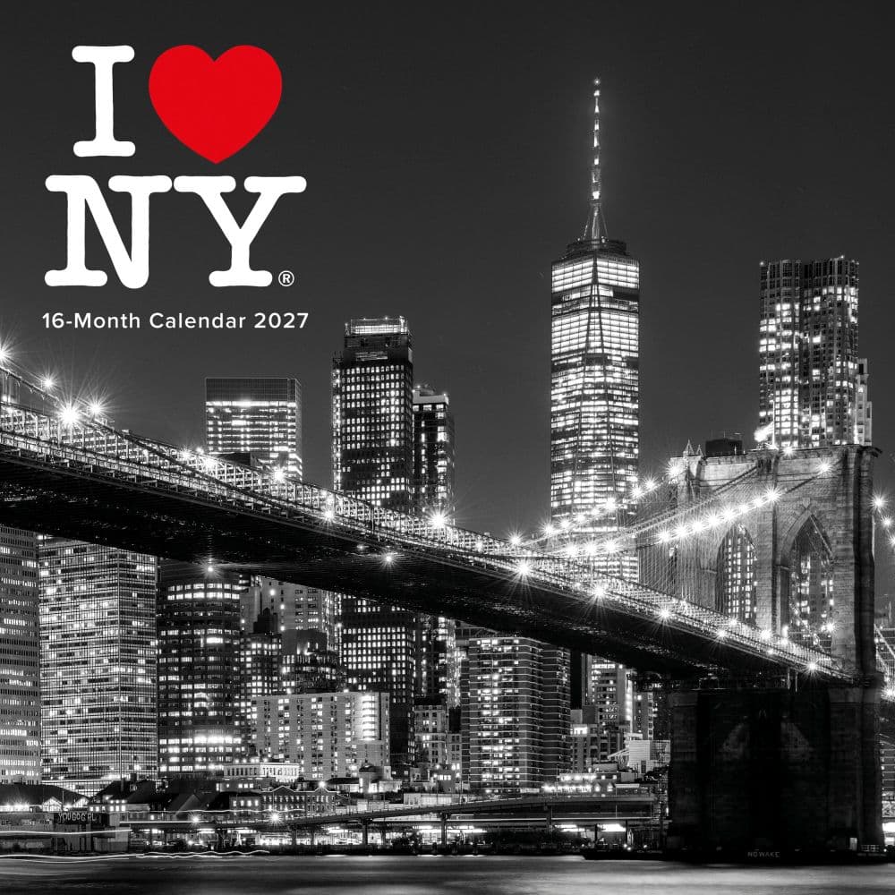 I Love NY Black and White 2027 Wall Calendar Main Product Image