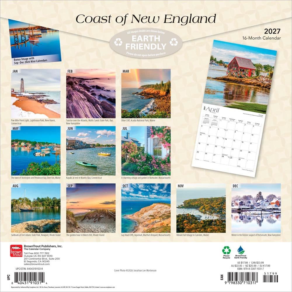 Coast of New England 2027 Wall Calendar First Alternate Image