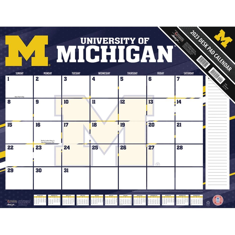 Turner Sports Michigan Wolverines 2023 Desk Pad Calendar