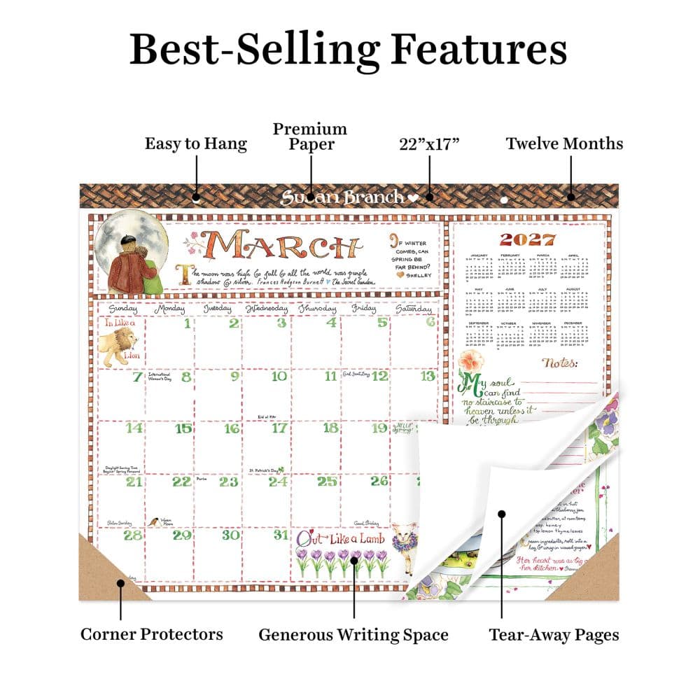 Susan Branch Large Desk Pad Monthly Blotter Calendar Second Alternate Image