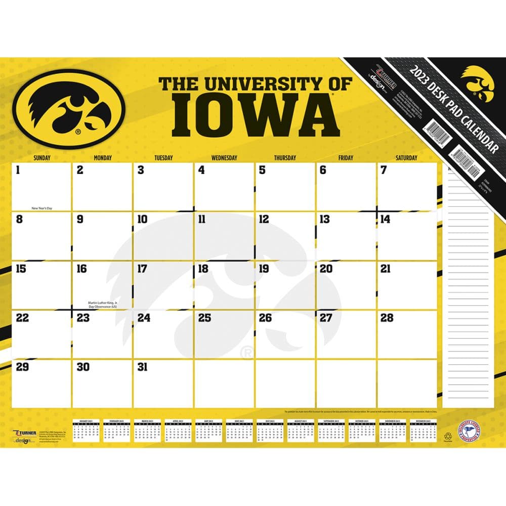 Iowa Hawkeyes 2023 Desk Pad Calendar