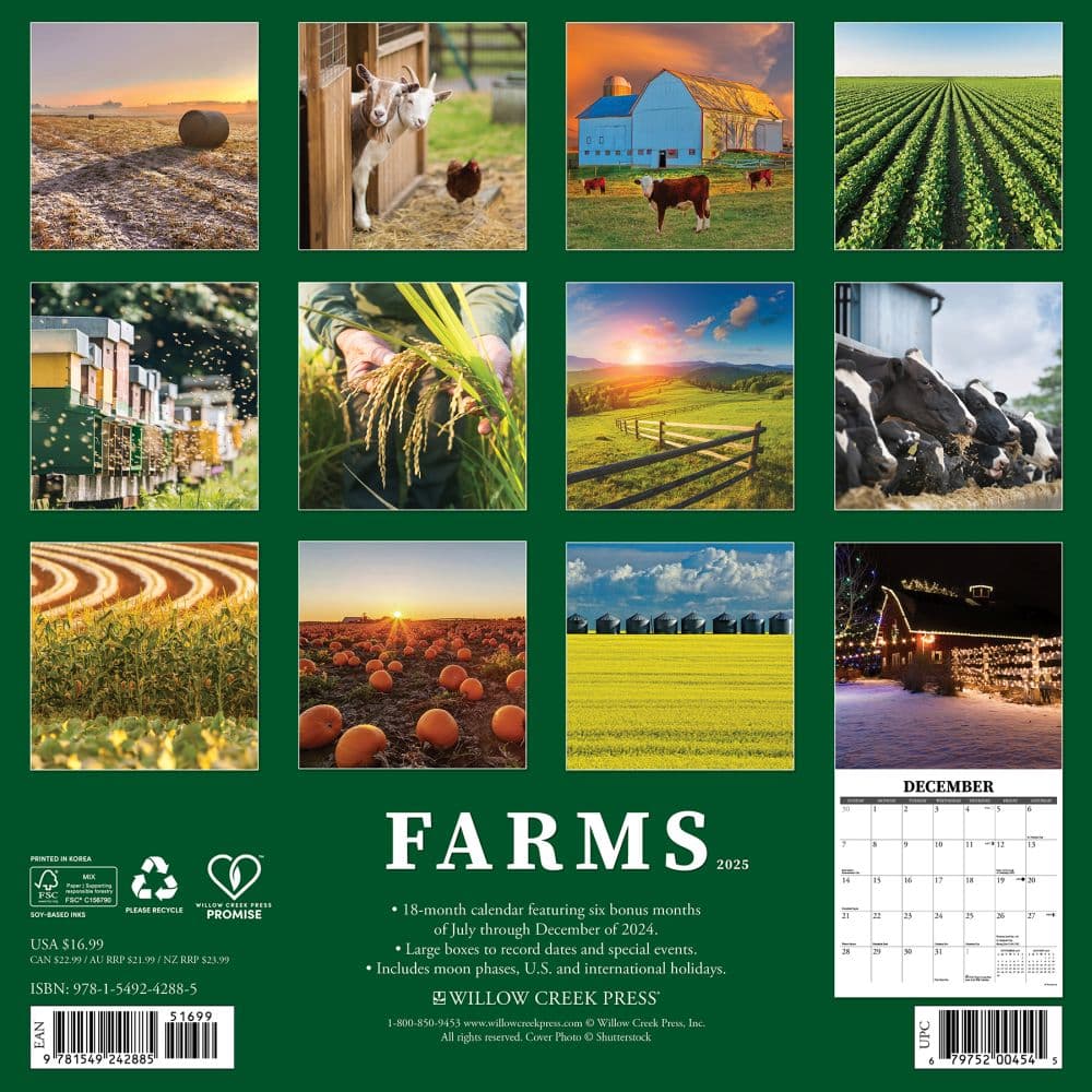 Farms and Barns 2025 Wall Calendar Alt1