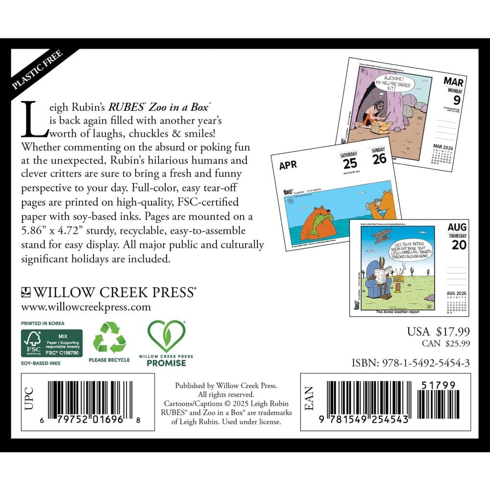Rubes Zoo In A Box by Leigh Rubin 2026 Desk Calendar First Alternate Image