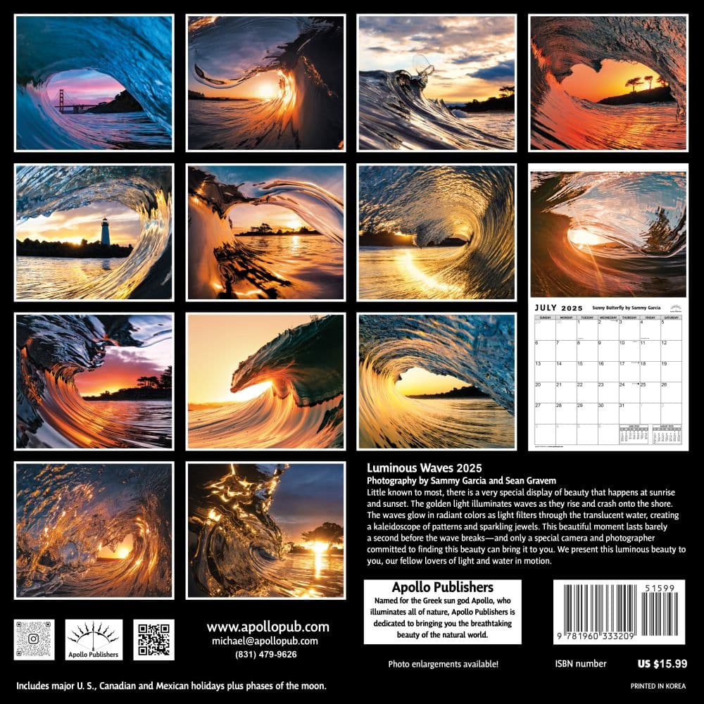 Luminous Waves 2025 Wall Calendar First Alternate Image