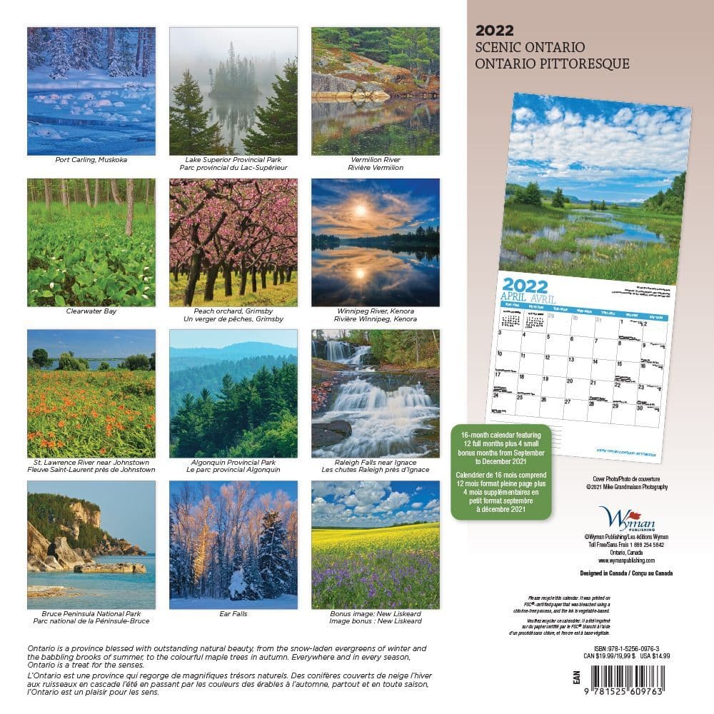 Calendrier Trail France 2023 Ontario Wild & Scenic 2022 Wall Calendar - Calendars.com