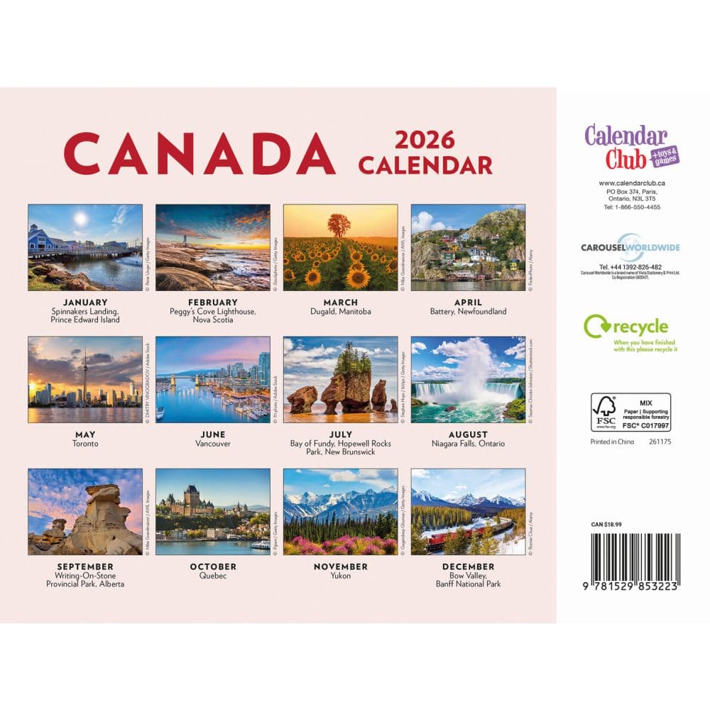 Canada 2026 Wall Calendar First Alternate Image