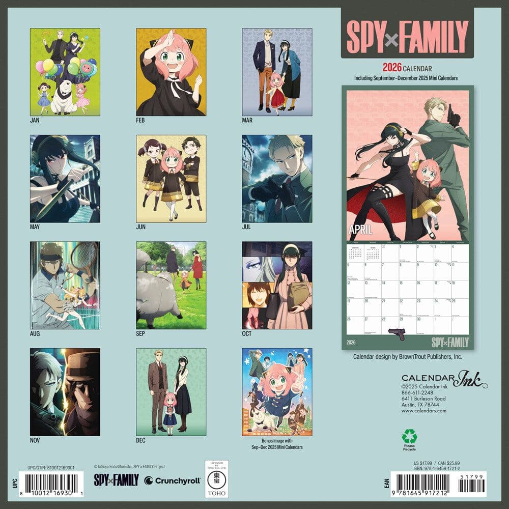 Spy X Family 2026 Wall Calendar First Alternate Image
