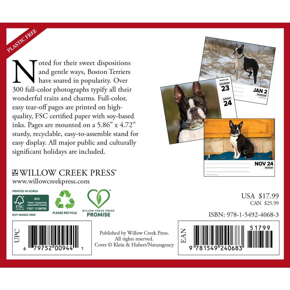 Just Boston Terriers 2025 Desk Calendar
