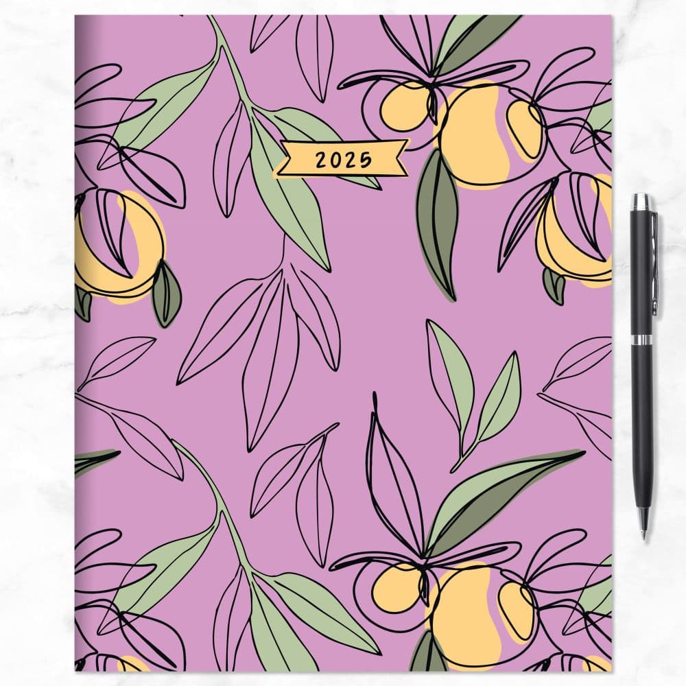 Lemon and Lavender Large 2025 Monthly Planner with Pen