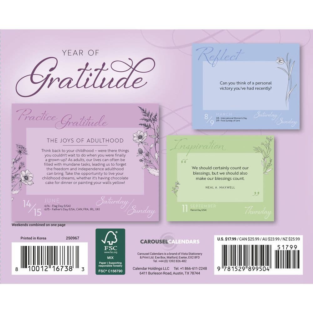 Year of Gratitude 2025 Desk Calendar