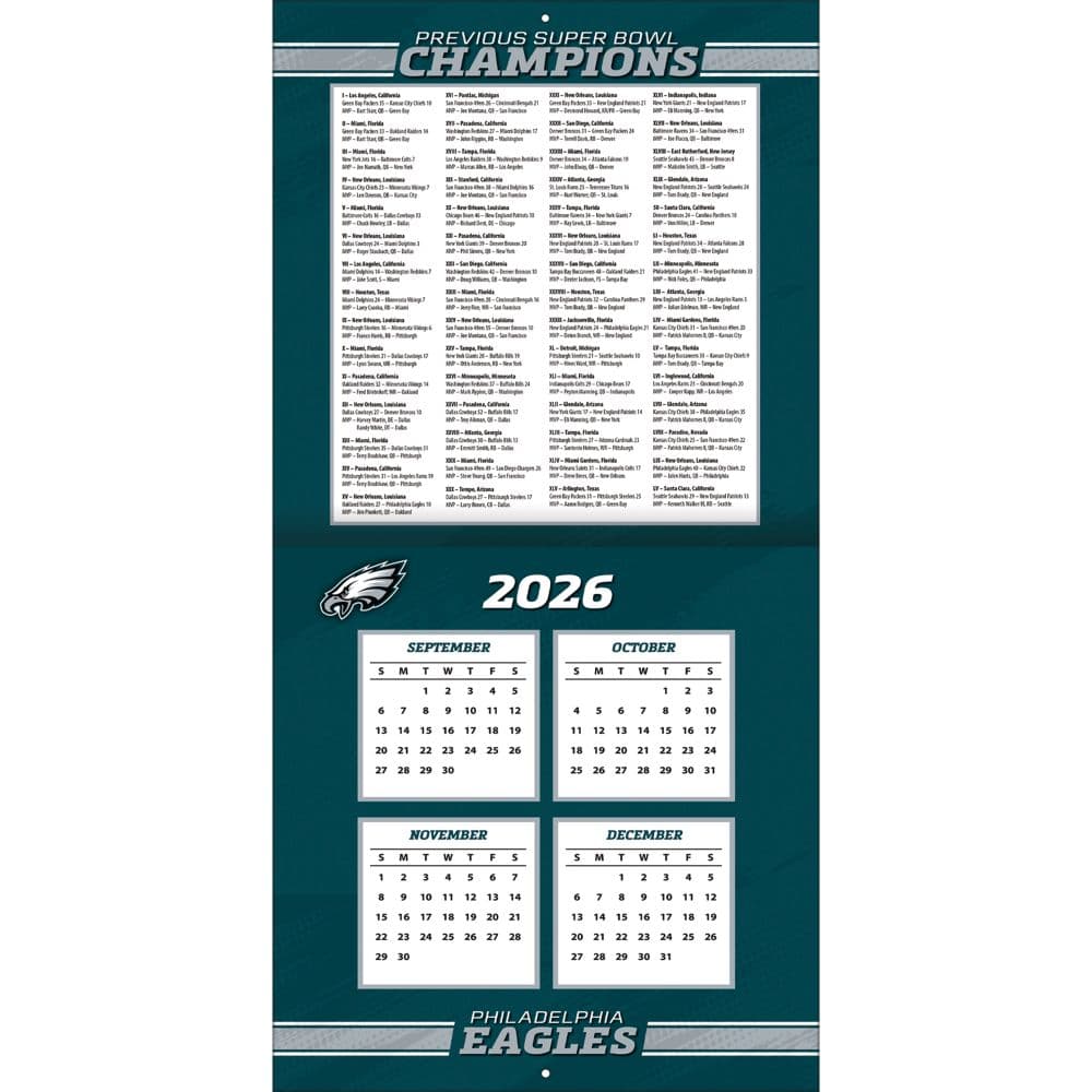 NFL Philadelphia Eagles 2027 Wall Calendar Second Alternate Image