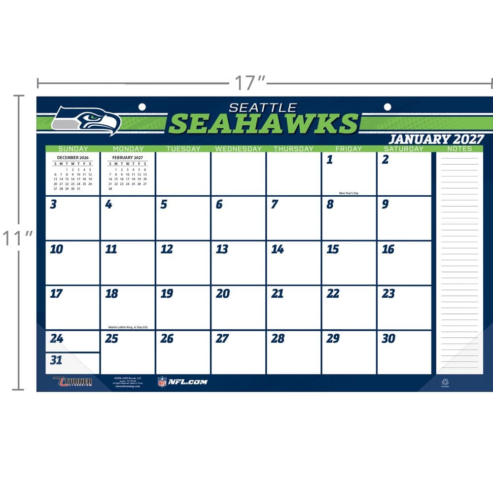 NFL Seattle Seahawks Small 2027 Desk Pad Third Alternate Image