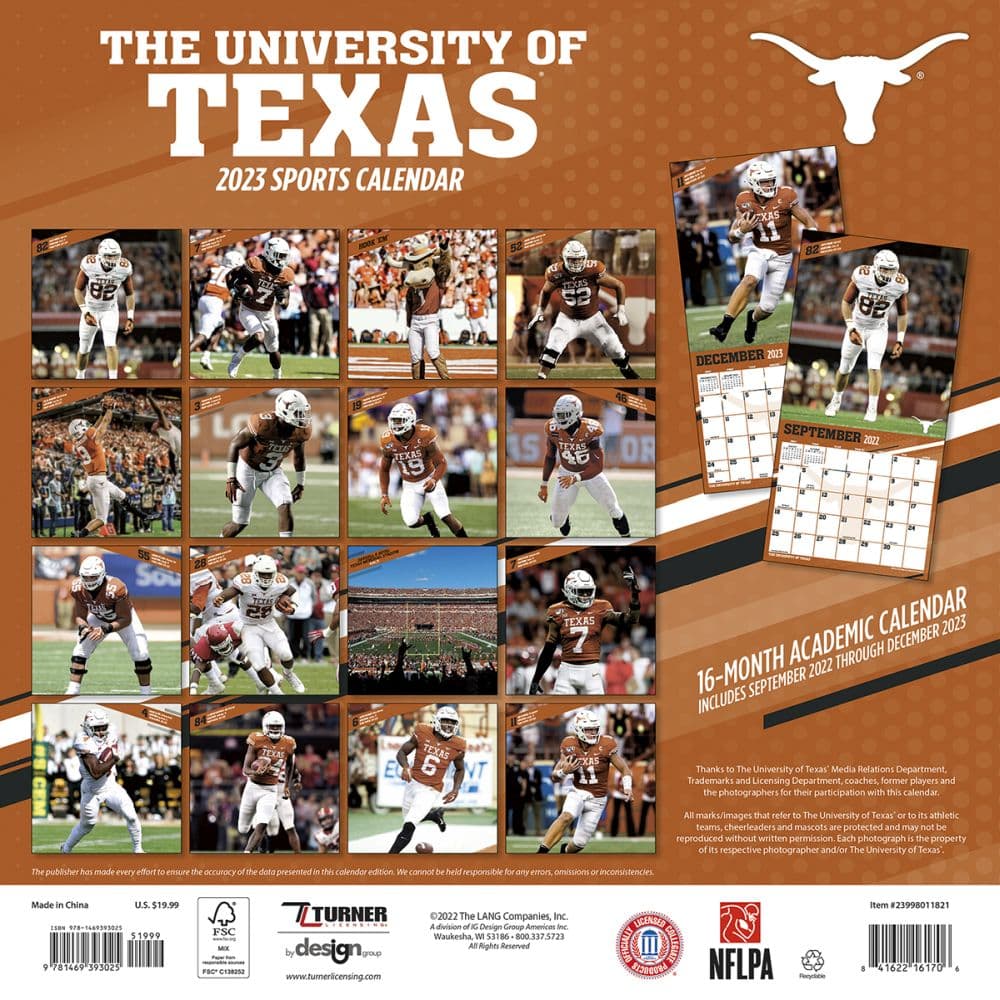 Texas Longhorns 2023 Wall Calendar - Calendars.com