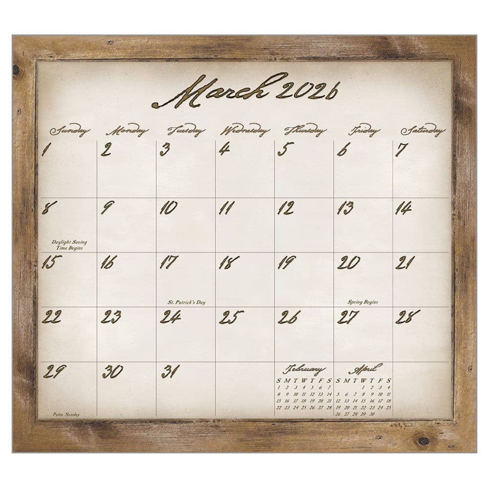 Simple Treasures by Billy Jacobs 2026 Wall Calendar Third Alternate Image