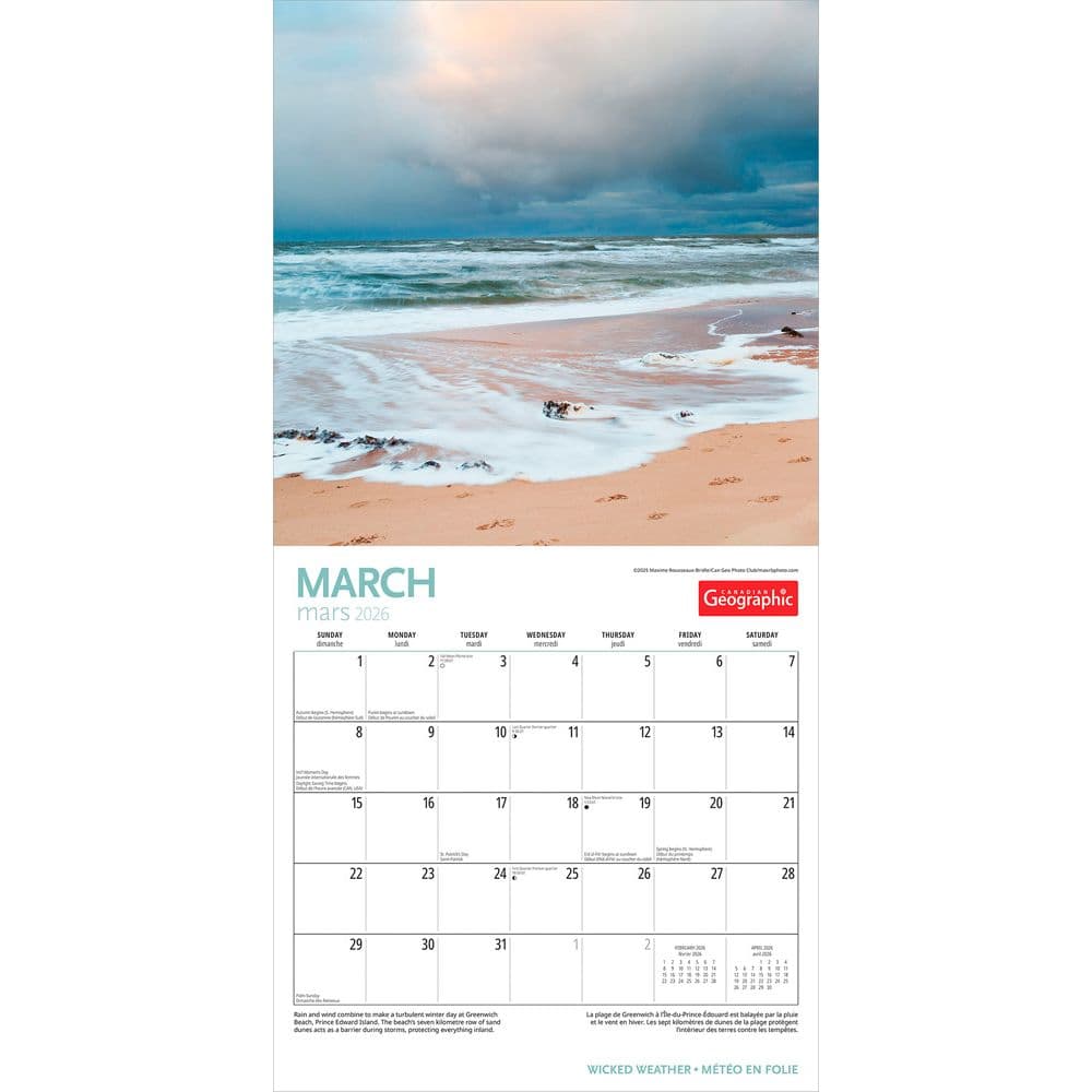 Canadian Geographic Wild Weather 2026 Wall Calendar Second Alternate Image