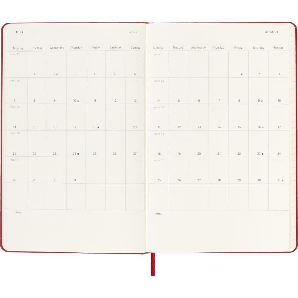 Moleskine Large Red Daily Hard Cover 2025 Planner Fifth Alternate Image