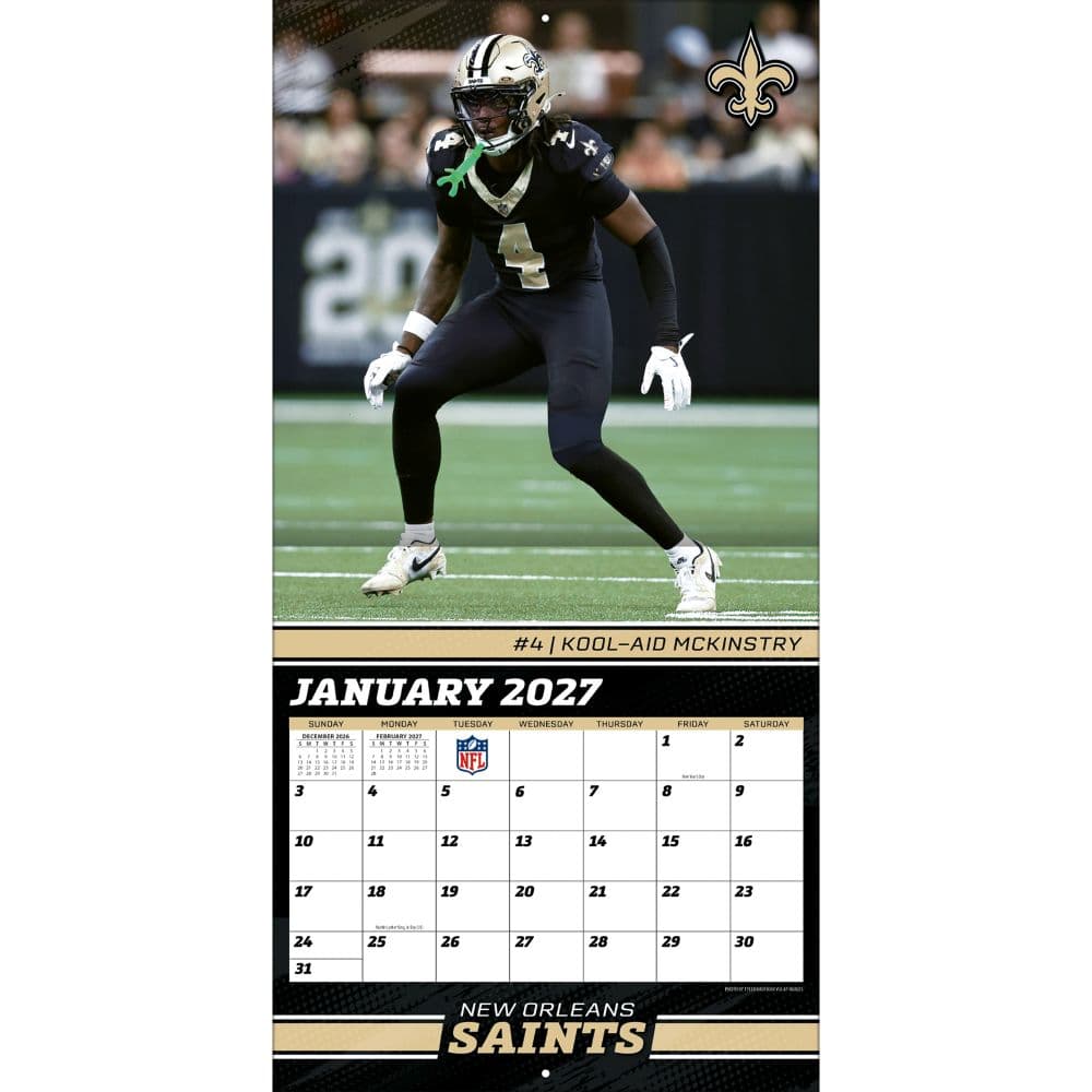 NFL New Orleans Saints 2027 Wall Calendar Third Alternate Image