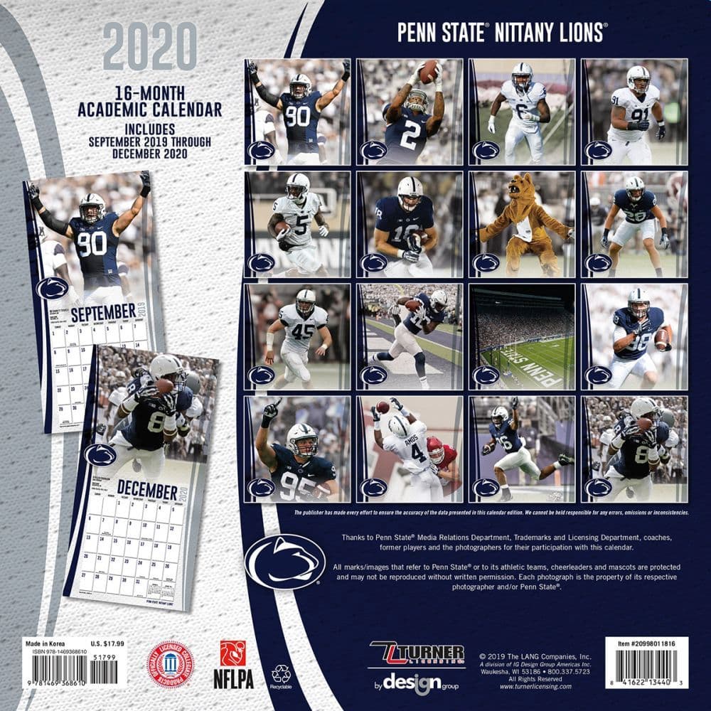 Penn State Nittany Lions Wall Calendar - Calendars.com