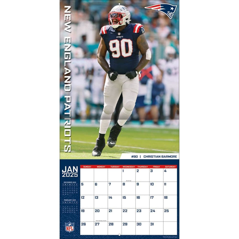 NFL New England Patriots 2025 Wall Calendar Third Alternate Image