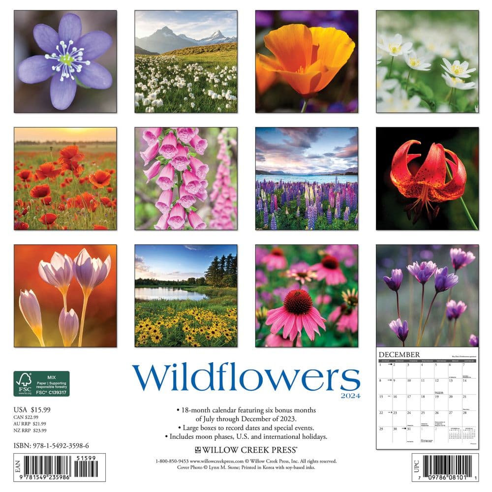 Wildflowers 2024 Wall Calendar - Calendars.com