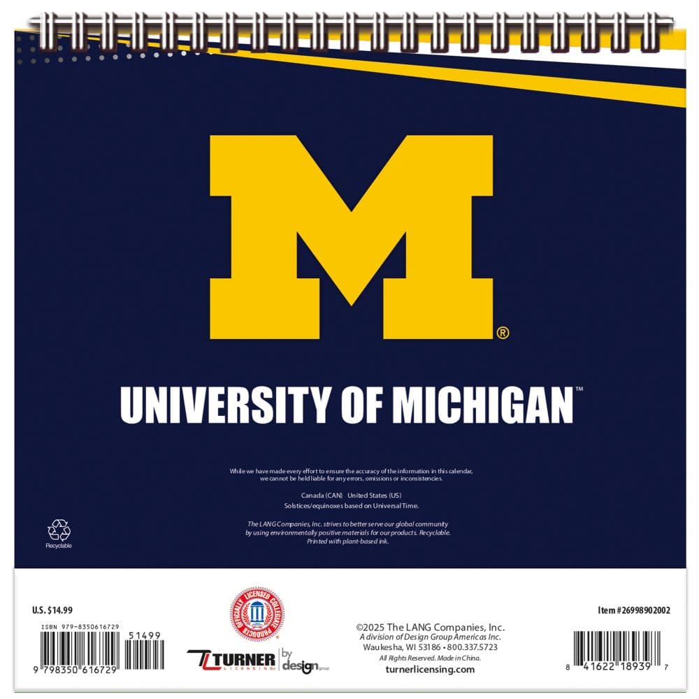 Michigan Wolverines 2026 Easel Desk Calendar Third Alternate Image