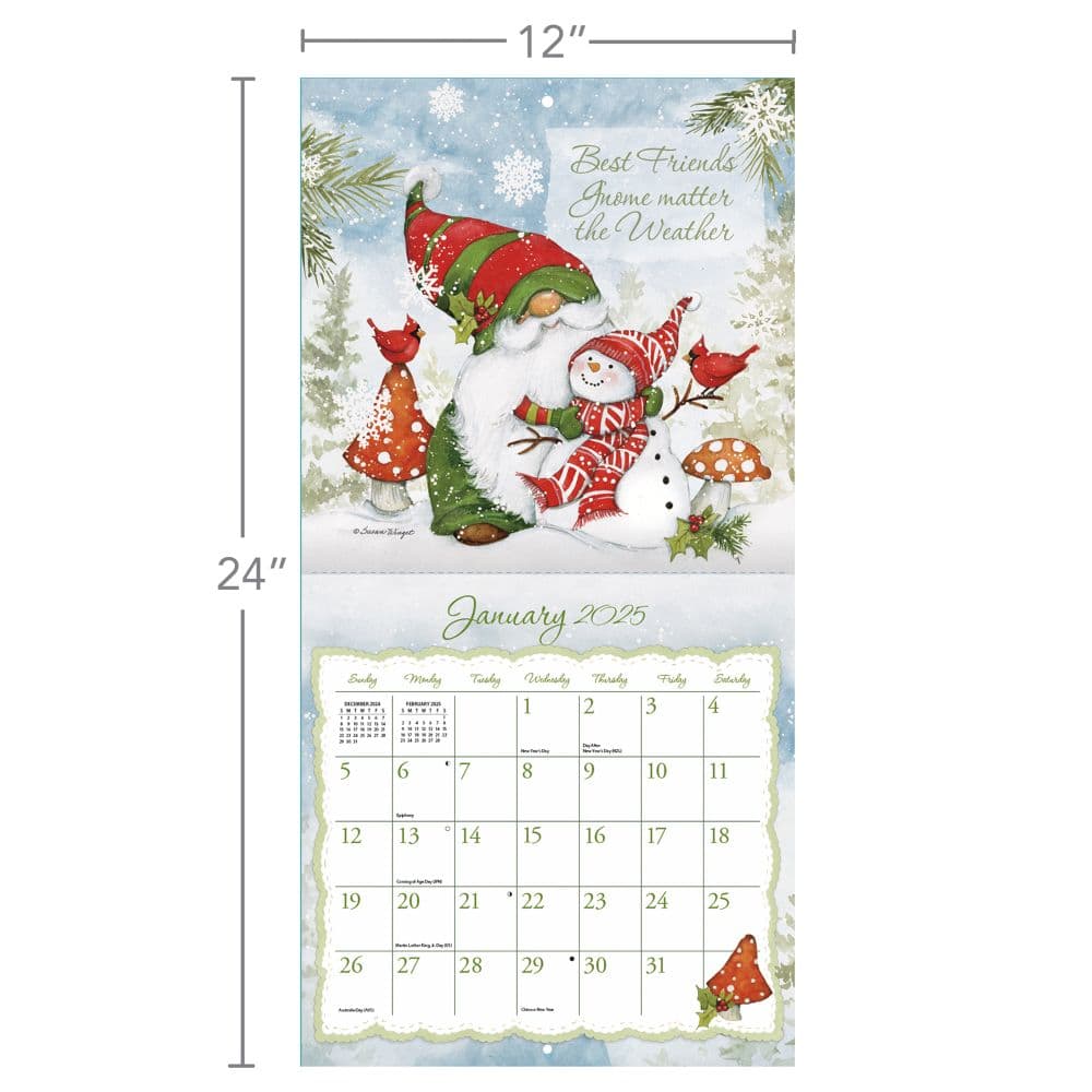 Gnomes by Susan Winget 2025 Wall Calendar