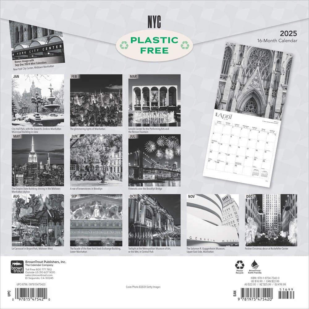 New York City Black and White 2025 Wall Calendar First Alternate Image