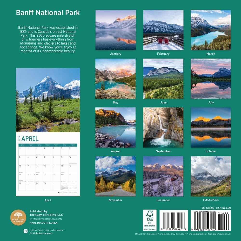 Banff National Park 2025 Wall Calendar First Alternate Image width="1000" height="1000"