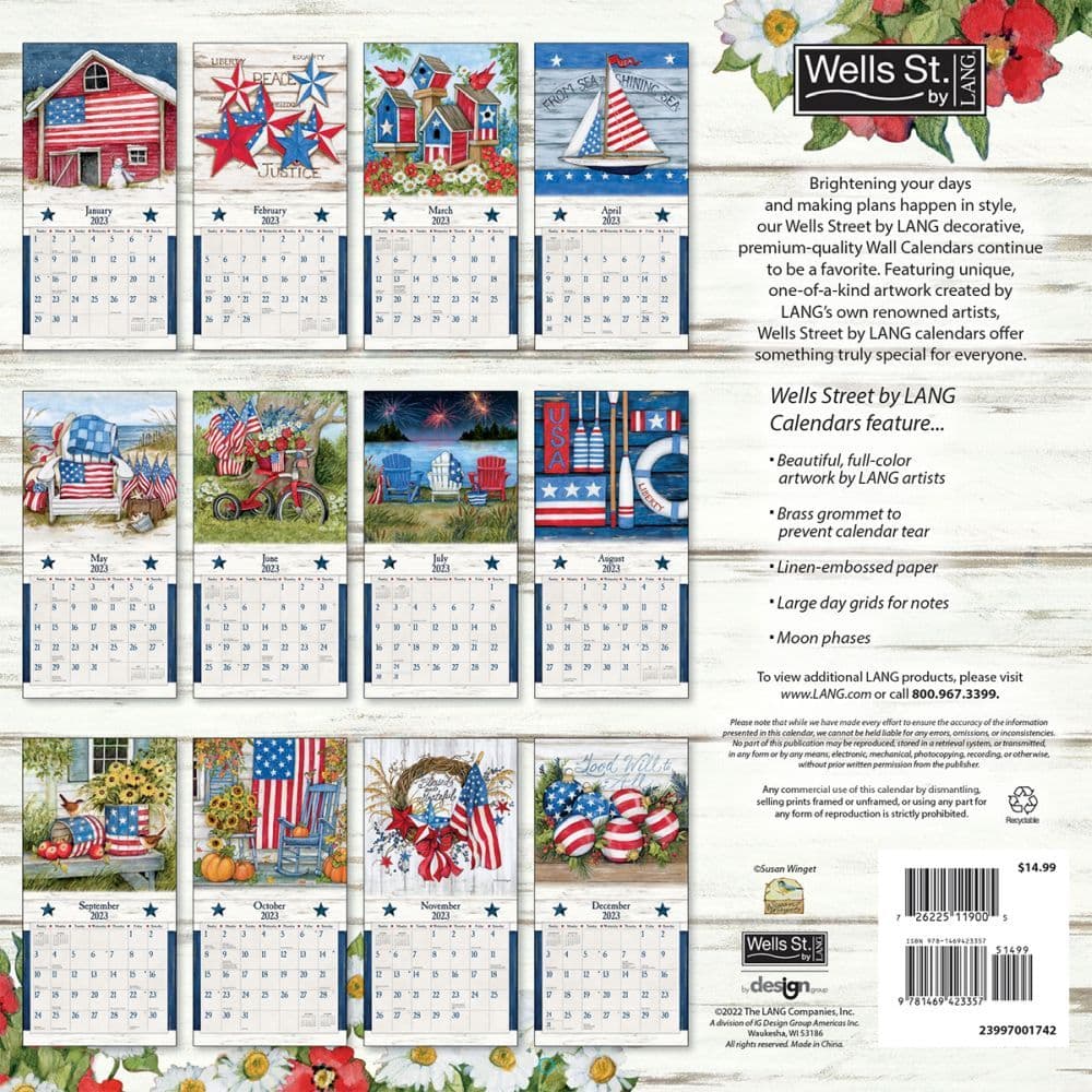Stars and Stripes 2023 Wall Calendar - Calendars.com