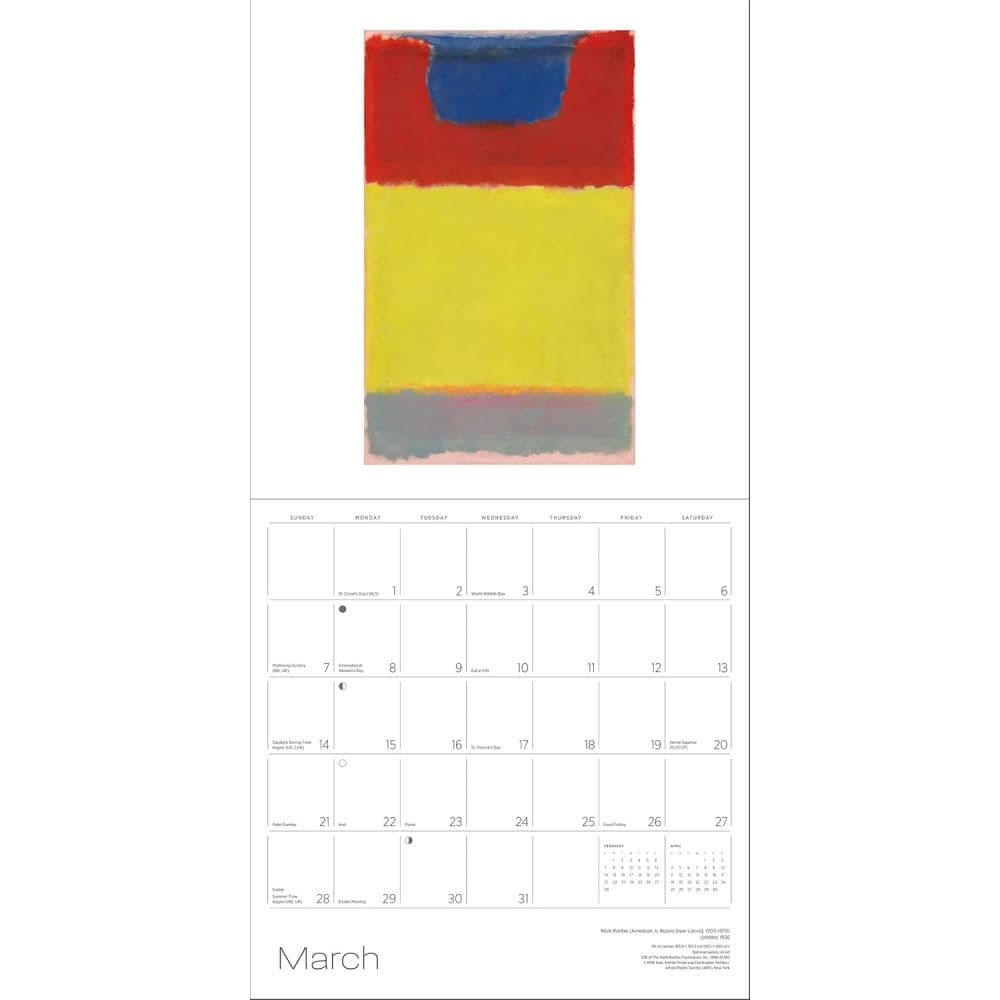 Rothko 2027 Wall Calendar Fourth Alternate Image