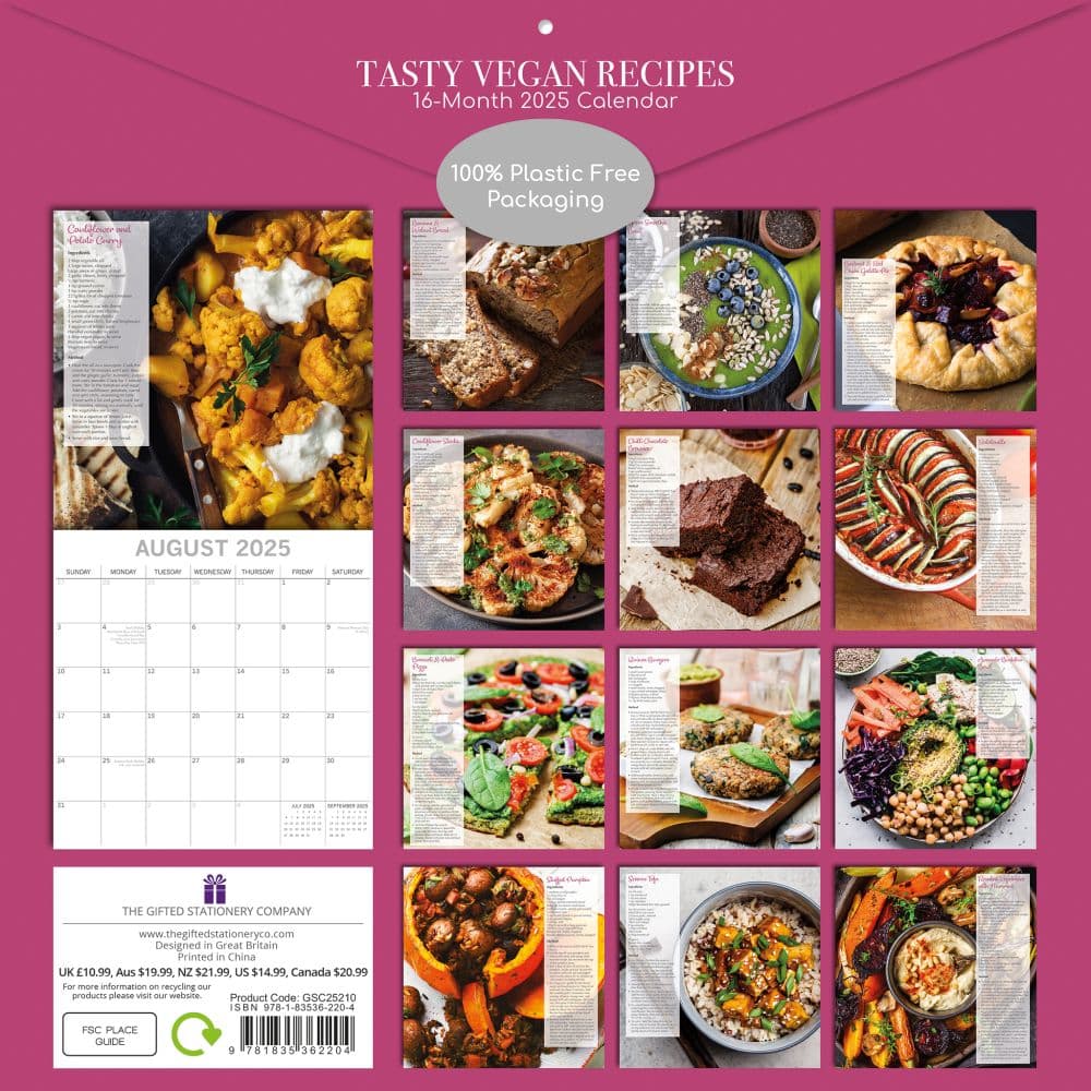 Tasty Vegan Recipes 2025 Wall Calendar