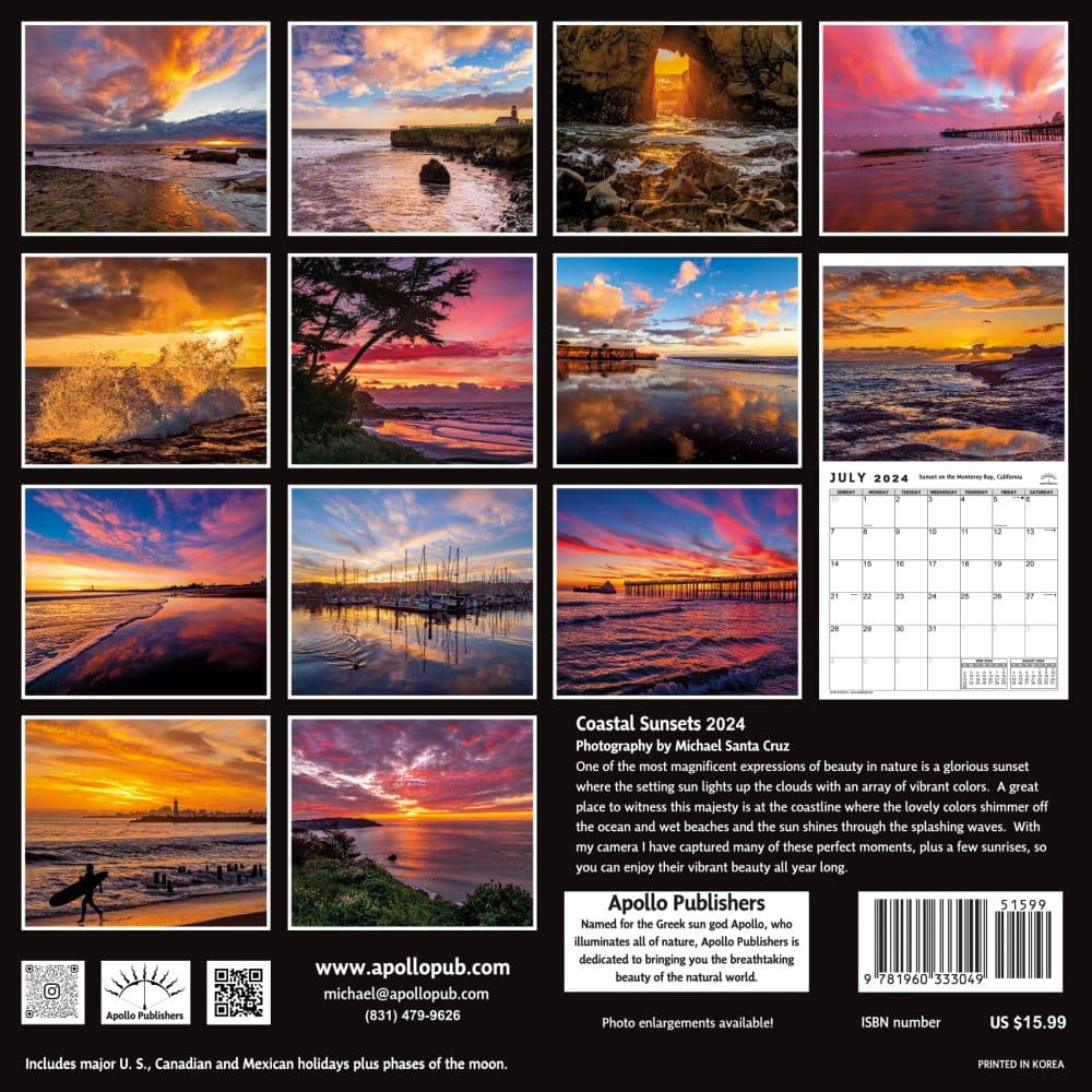 Coastal Sunsets 2024 Wall Calendar