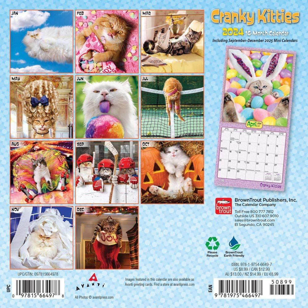 Cranky Kitties Avanti 2024 Mini Wall Calendar Alternate Image 1