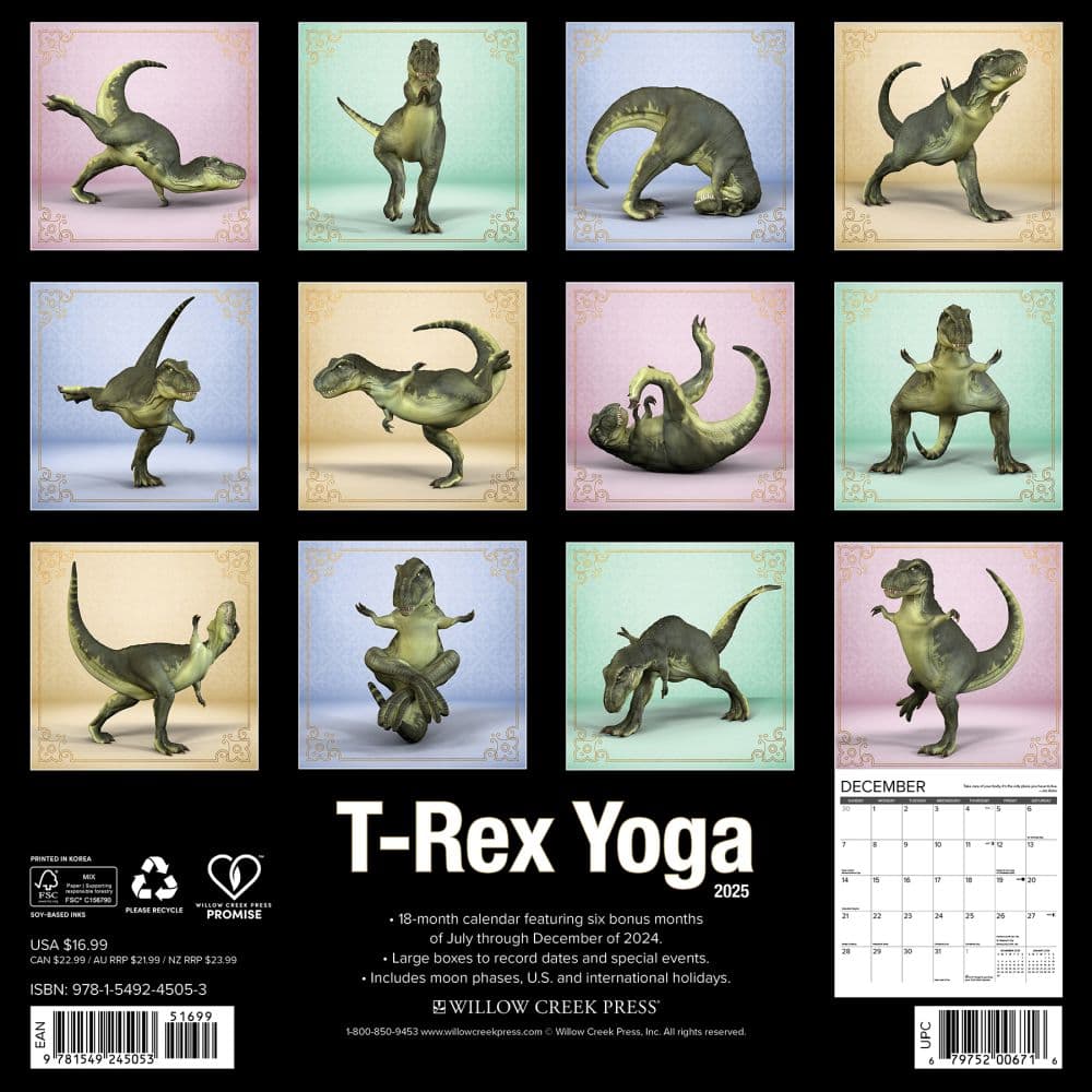 T-Rex Yoga 2025 Wall Calendar First Alternate Image width=&quot;1000&quot; height=&quot;1000&quot;