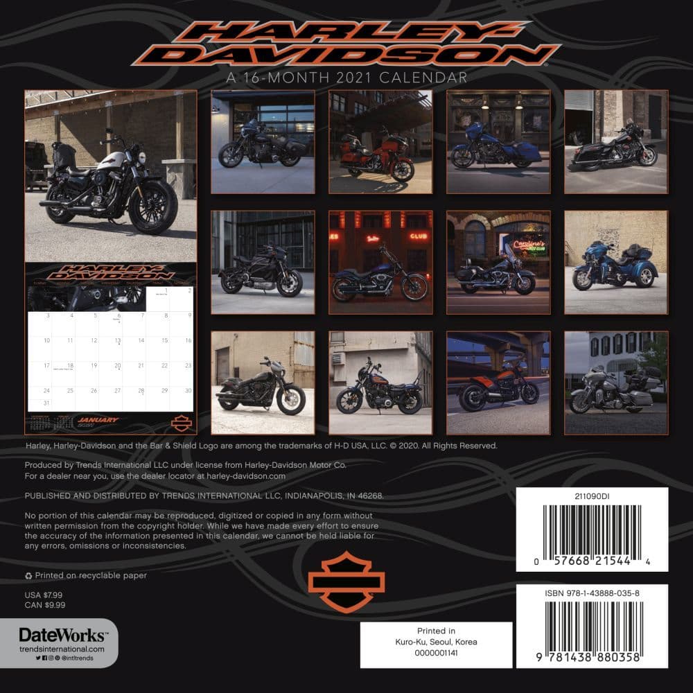 Harley Davidson Exclusive Mini Wall Calendar