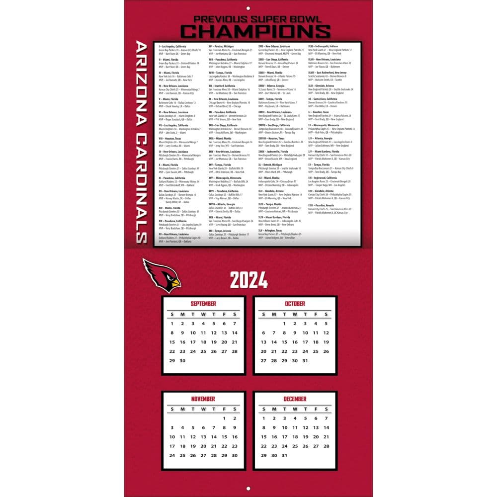 NFL Arizona Cardinals 2025 Wall Calendar Second Alternate Image