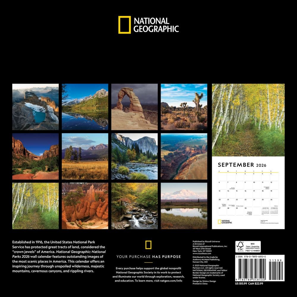 National Parks National Geographic 2026 Wall Calendar First Alternate Image