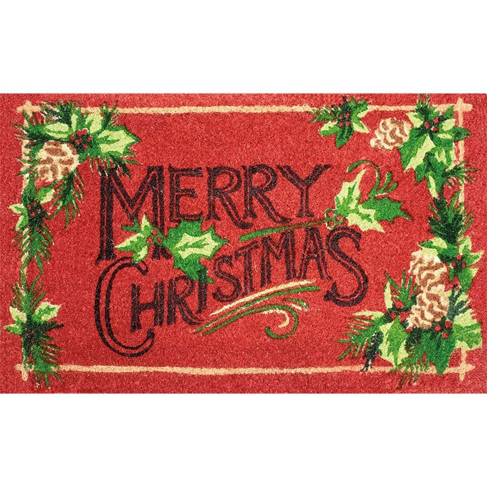Merry Christmas Small Coir Doormat by Susan Winget
