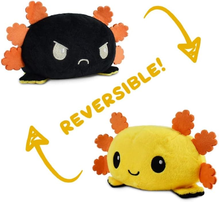 Reversible Axolotl Plushie (Yellow and Black) black side