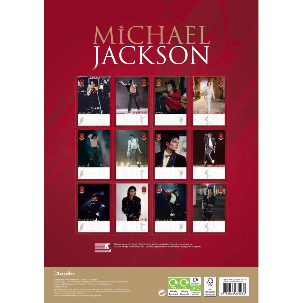 Michael Jackson Poster 2026 Wall Calendar First Alternate Image