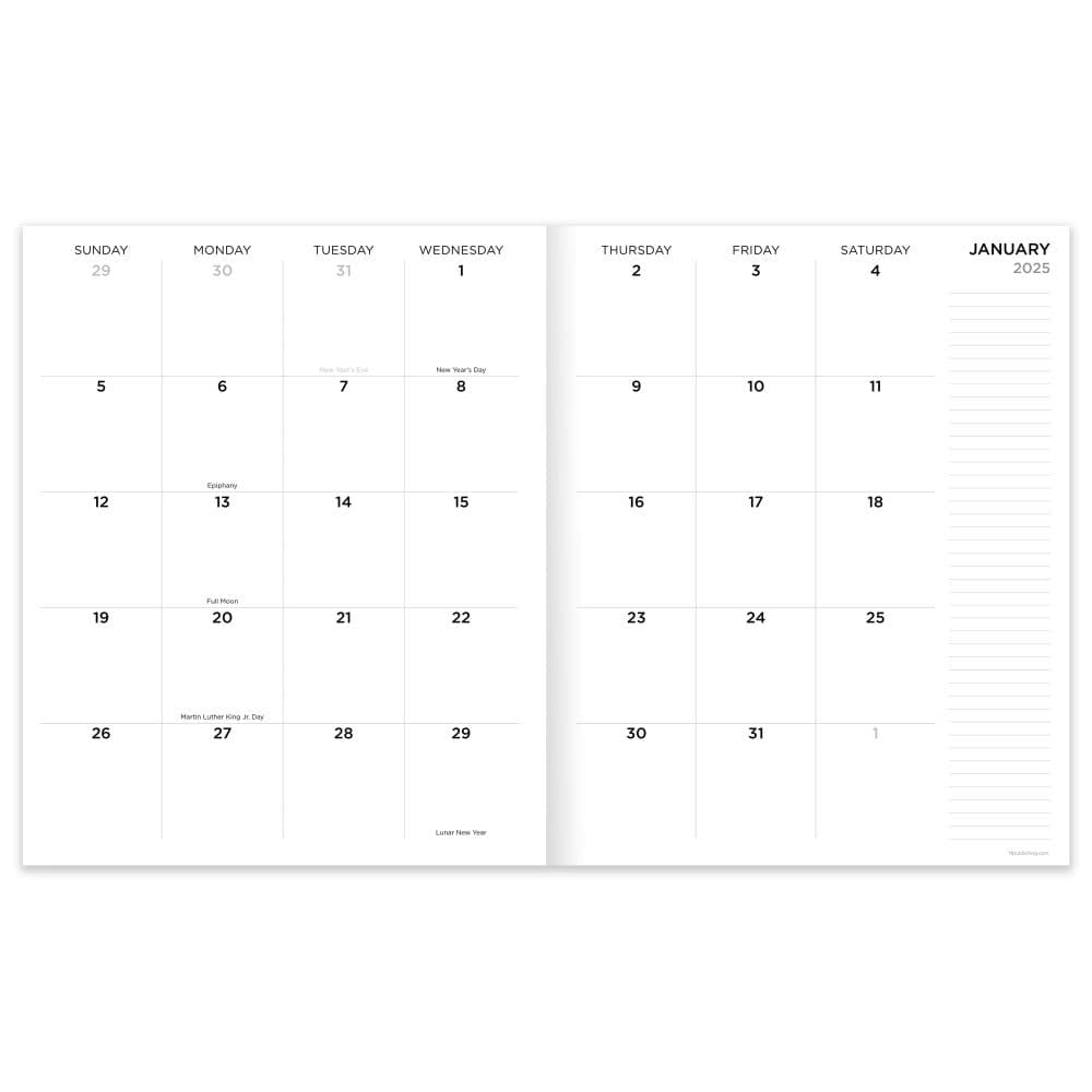 Lemon and Lavender Large 2025 Monthly Planner monthly view