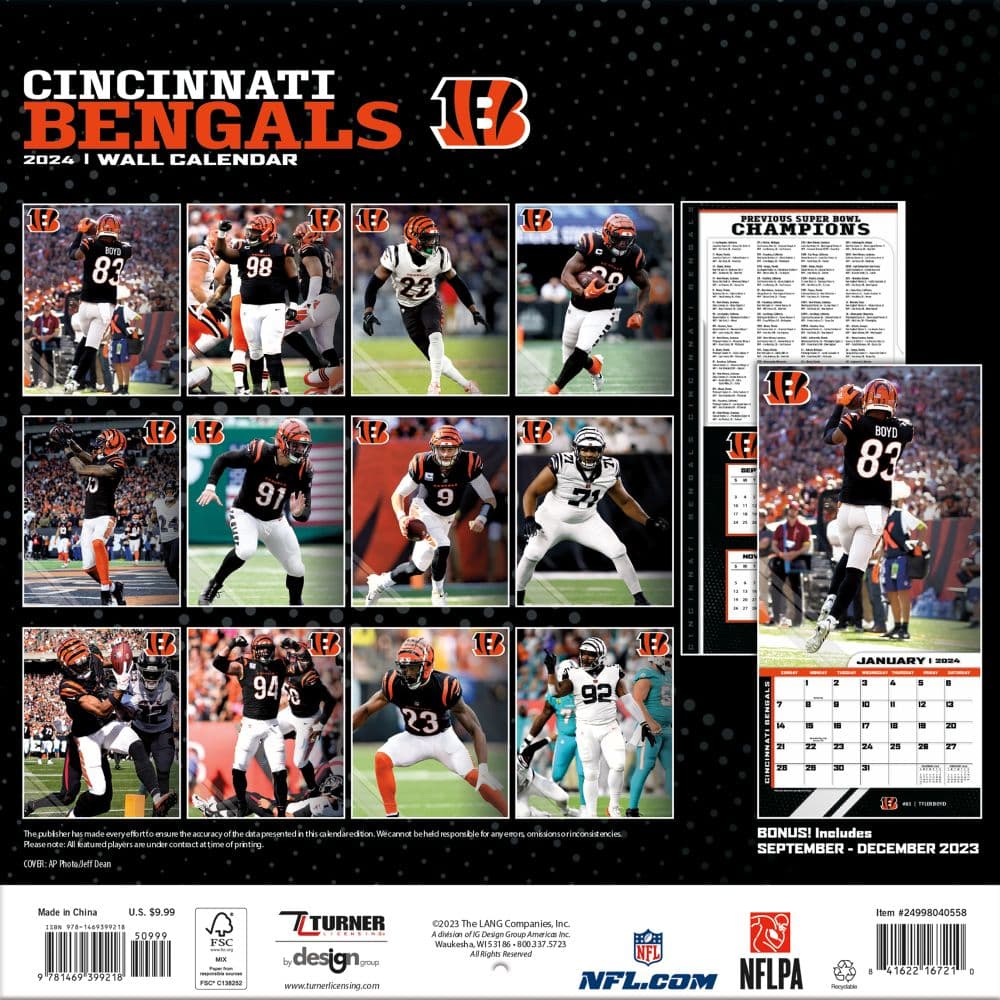 Cincinnati Bengals 2024 Mini Wall Calendar