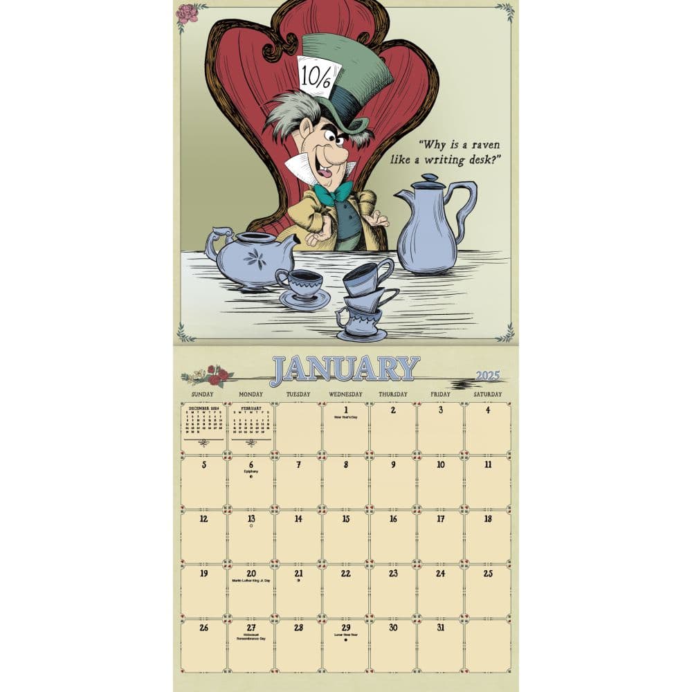 2025 Alice In Wonderland Easel Calendar