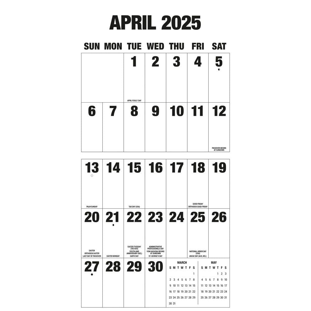 Big Letters Big Numbers 2025 Wall Calendar Second Alternate Image width="1000" height="1000"