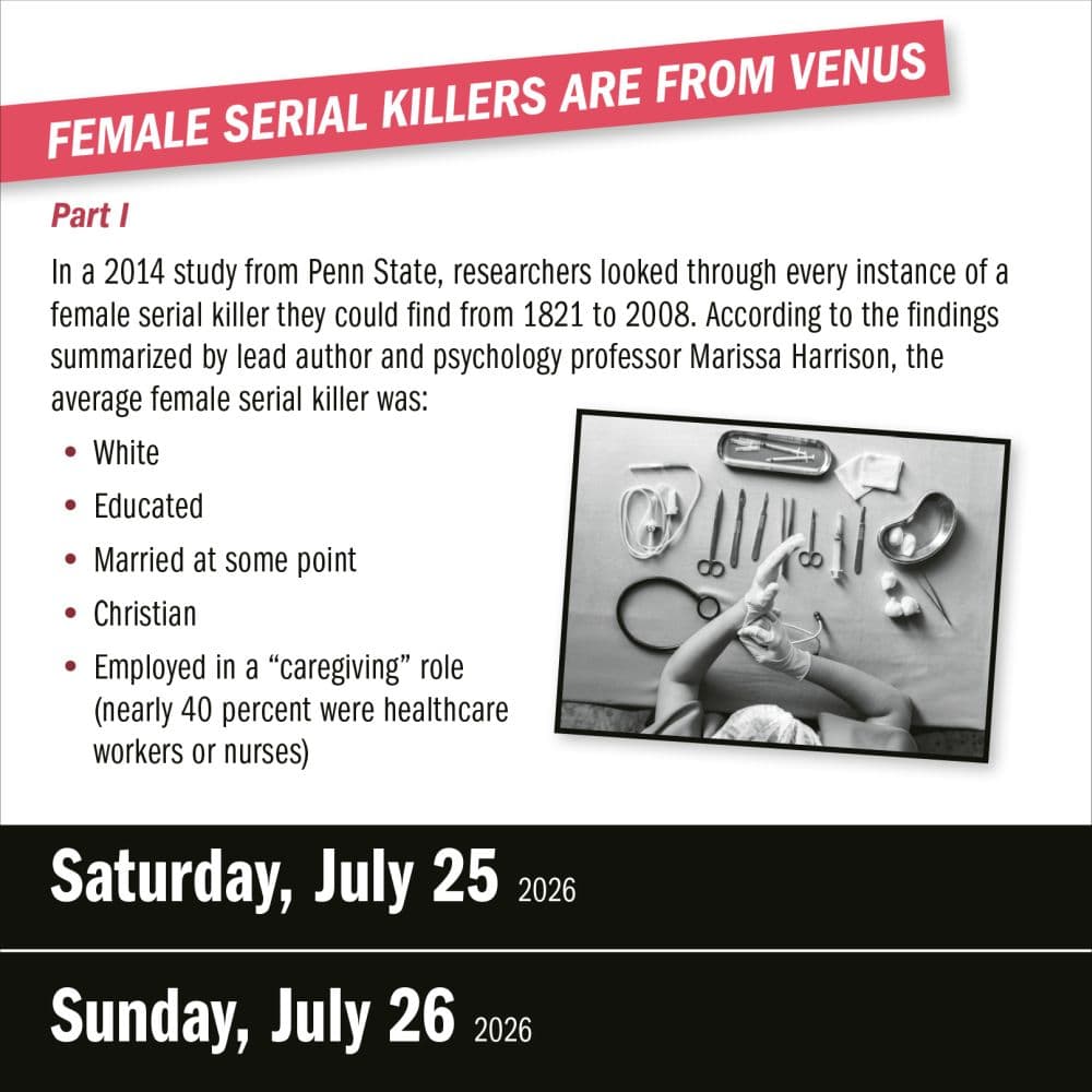 True Crime 2026 Desk Calendar Fifth Alternate Image