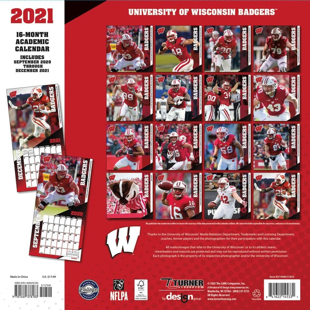 Wisconsin Badgers Wall Calendar