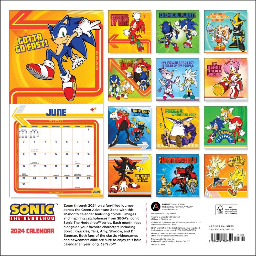 Sonic the Hedgehog 2024 Wall Calendar