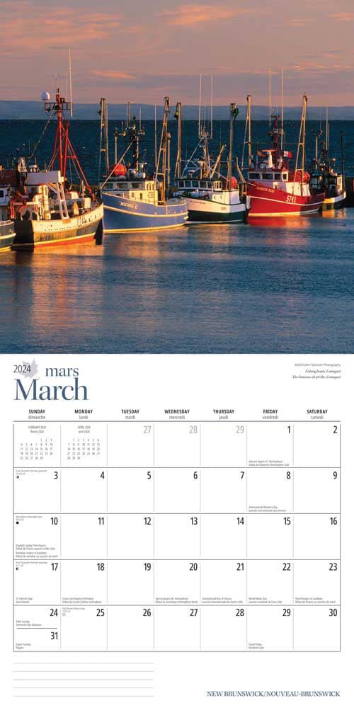 New Brunswick 2024 Wall Calendar March
